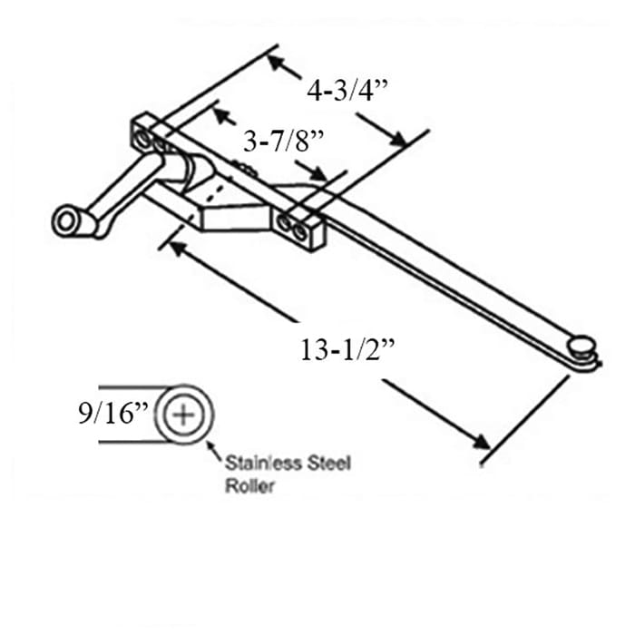 Truth Single Arm Casement Operator, Front Mount, Left Hand, 13-1/2 inch arm - Choose Color - Truth Single Arm Casement Operator, Front Mount, Left Hand, 13-1/2 inch arm - Choose Color