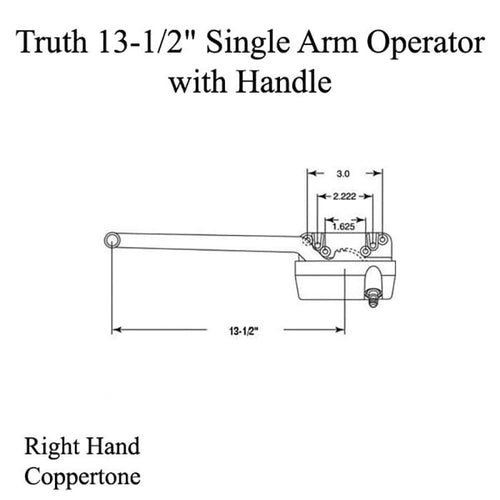 Single Arm Operator.(Surface Mt.) 13-1/2î-Left-Coppertone - Single Arm Operator.(Surface Mt.) 13-1/2î-Left-Coppertone