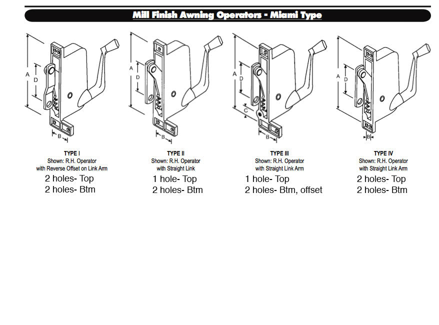 Operator, Type 2 Awning Window, Aluminum, Stanley-C&E  RH - Operator, Type 2 Awning Window, Aluminum, Stanley-C&E  RH