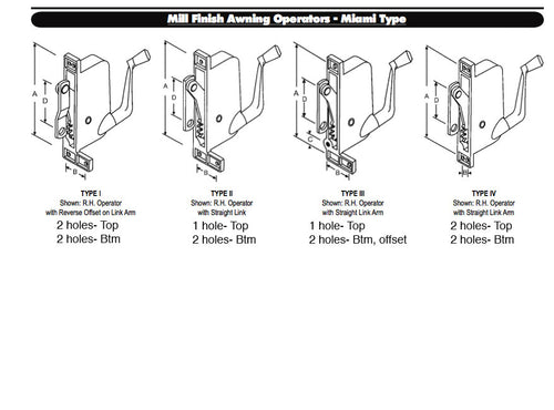 Operator, Type 2 Awning Window, Aluminum, Stanley-C&E  RH - Operator, Type 2 Awning Window, Aluminum, Stanley-C&E  RH