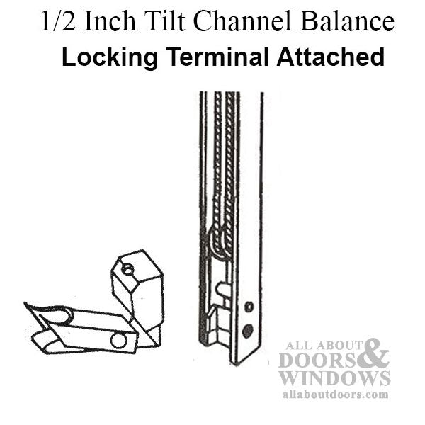 ½ Inch Tilt Channel Balance 5/8 Inch x 9/16 Inch with Locking Terminal #3 - ½ Inch Tilt Channel Balance 5/8 Inch x 9/16 Inch with Locking Terminal #3