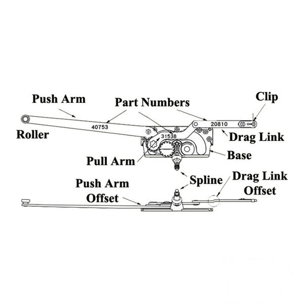 Truth Dual Arm Entrygard Casement Operator Left Hand Long Link 55053 - Truth Dual Arm Entrygard Casement Operator Left Hand Long Link 55053