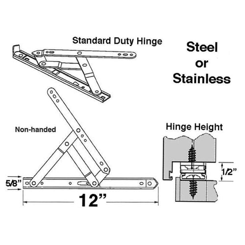 4 Bar Hinges 12 inch Window Track, Truth  34.19 - YDI Steel - 4 Bar Hinges 12 inch Window Track, Truth  34.19 - YDI Steel
