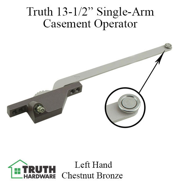 Truth Single Arm Casement Operator, Front Mount, Left Hand, 13-1/2 inch arm - Choose Color - Truth Single Arm Casement Operator, Front Mount, Left Hand, 13-1/2 inch arm - Choose Color
