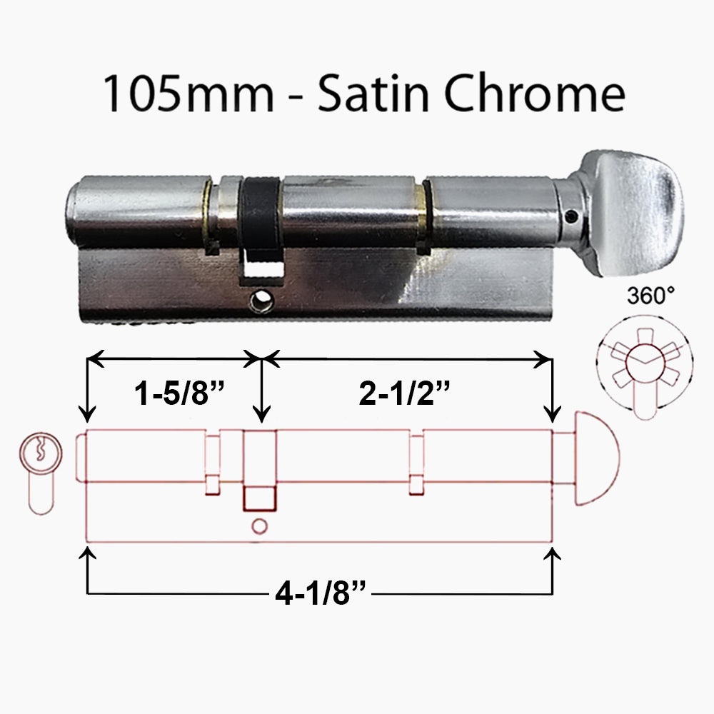 105mm Custom Euro Profile cylinder 65/40, 6 pin Schlage - 105mm Custom Euro Profile cylinder 65/40, 6 pin Schlage