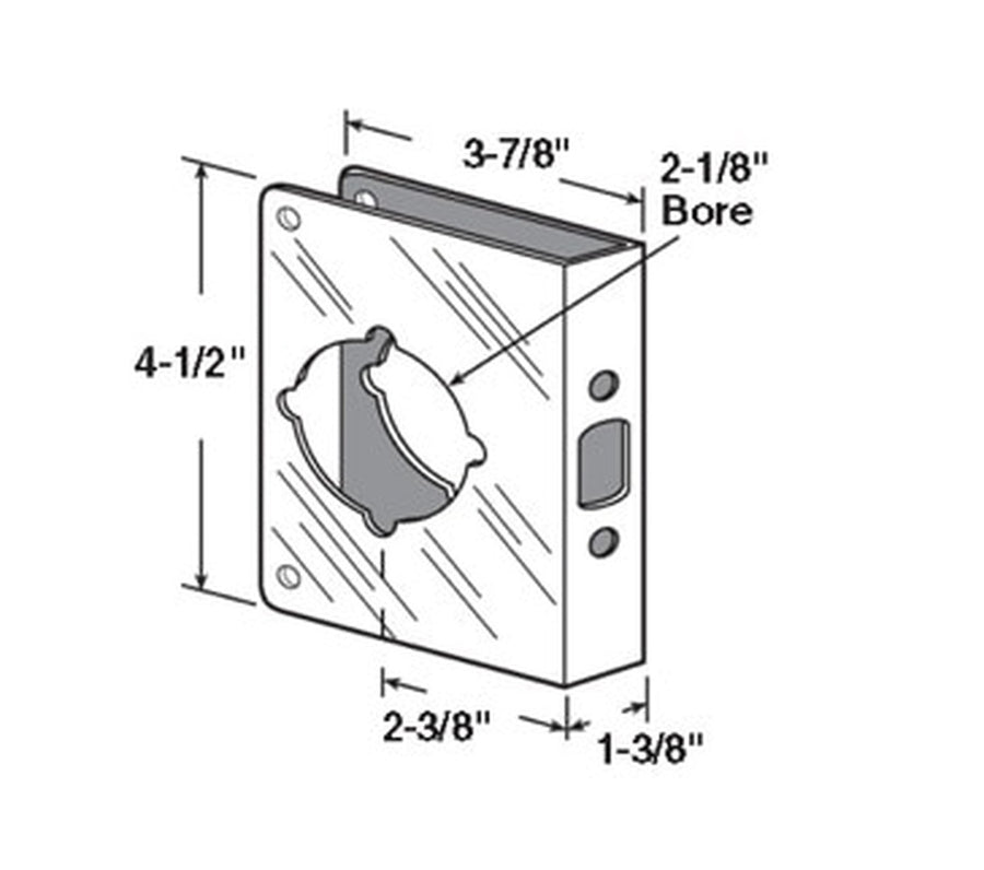 Door Reinforcer - 2-3/8 BS - 1-3/8 Door - Stainless Steel - Door Reinforcer - 2-3/8 BS - 1-3/8 Door - Stainless Steel