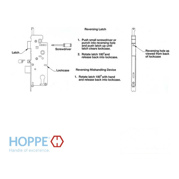 Hoppe Mortise Lock Manual Single Point Lock Body - 35mm Backset, 16mm Faceplate - Hoppe Mortise Lock Manual Single Point Lock Body - 35mm Backset, 16mm Faceplate