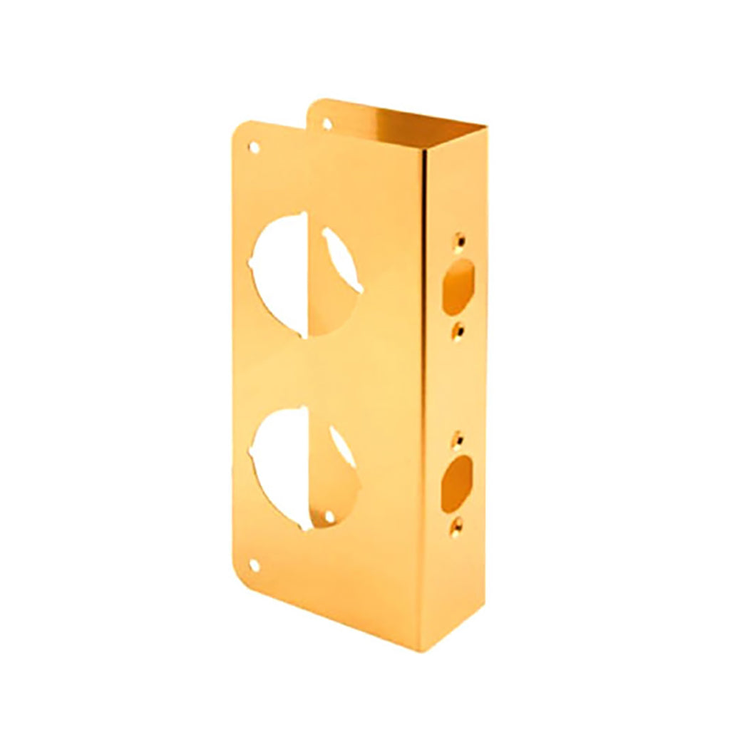 9 Inch Tall Combination Door Reinforcer - Polished Brass - 9 Inch Tall Combination Door Reinforcer - Polished Brass
