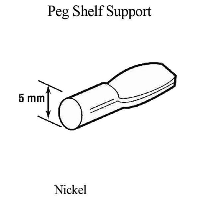 Peg Shelf Support, Spoon Style, 3/16 (5mm ) - Nickel - Peg Shelf Support, Spoon Style, 3/16 (5mm ) - Nickel