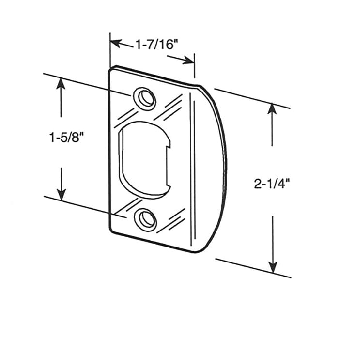 Latch strike - Standard - 1-5/8 Inch HC - Chrome (Each) - Latch strike - Standard - 1-5/8 Inch HC - Chrome (Each)