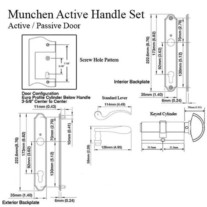 Munchen Active Handle set M112PL/374N - 360 HTL - PB - Munchen Active Handle set M112PL/374N - 360 HTL - PB