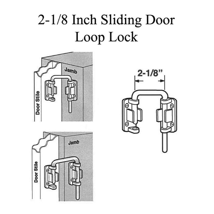 2-1/8 Inch Sliding Door Loop Lock - Nickel Plated - 2-1/8 Inch Sliding Door Loop Lock - Nickel Plated