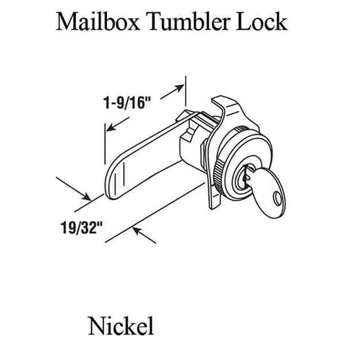 Mailbox Tumbler Lock, 5 Pin, 1-5/8