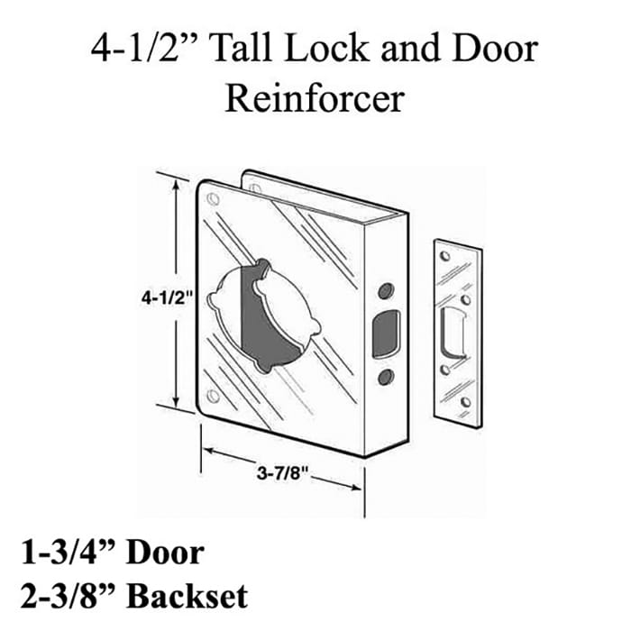 4-1/2 Inch Tall Door Reinforcer - Polished Brass - 4-1/2 Inch Tall Door Reinforcer - Polished Brass