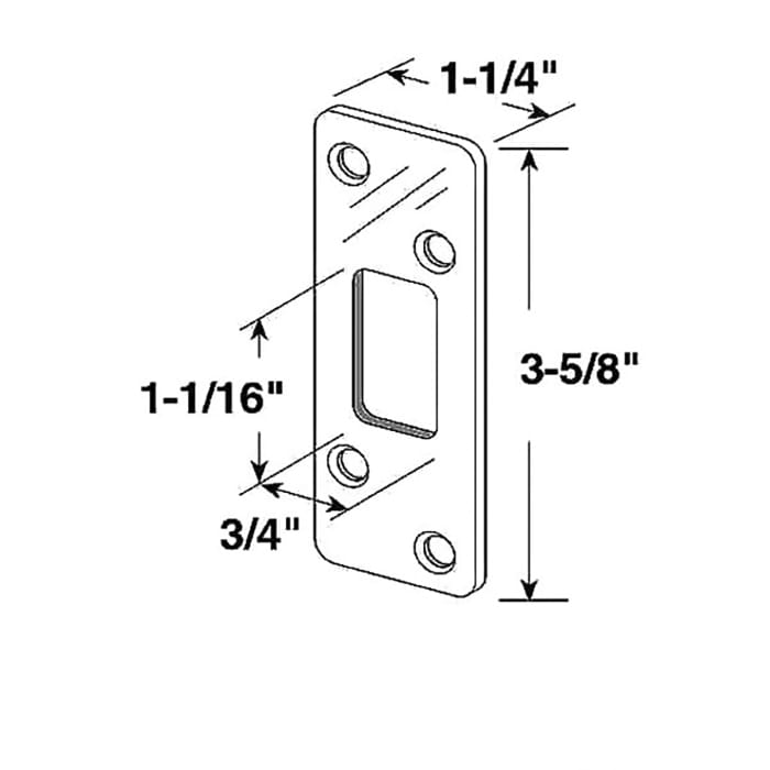 Deadbolt strike - Security - 1/4 inch Radius Corner - Brass - Deadbolt strike - Security - 1/4 inch Radius Corner - Brass