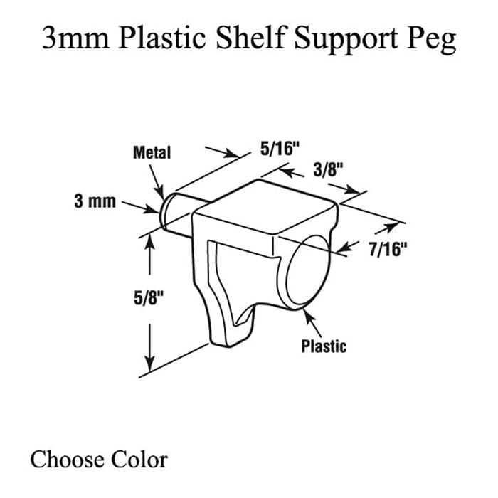 3mm Plastic  Shelf Support Peg - Choose Color - 3mm Plastic  Shelf Support Peg - Choose Color