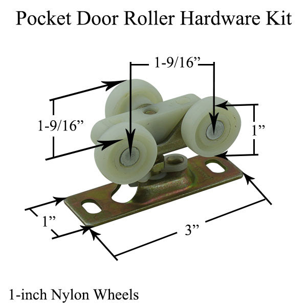 Pocket Door Roller Assembly Non Ball Bearing 1 Inch Wheel Diameter - Pocket Door Roller Assembly Non Ball Bearing 1 Inch Wheel Diameter