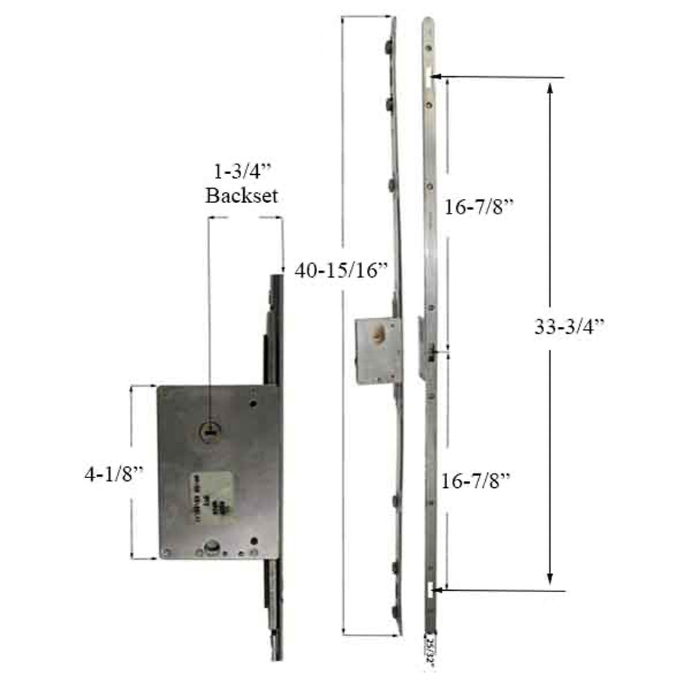 Sentinel Multipoint Sliding Door Lock 3 hooks - 45 mm - Stai - Sentinel Multipoint Sliding Door Lock 3 hooks - 45 mm - Stai