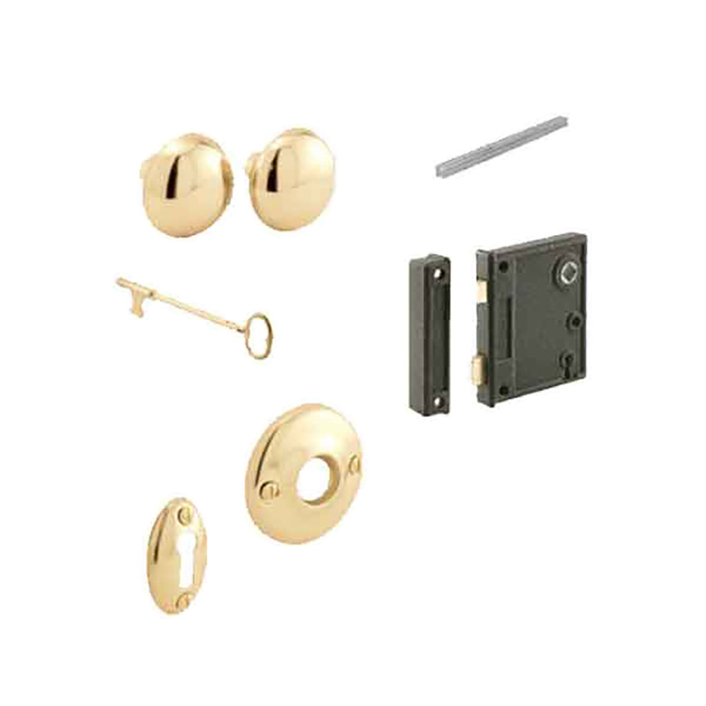 Keyed Case Lock and Keeper Set, Pitted Brass Knobs & Rosette - Keyed Case Lock and Keeper Set, Pitted Brass Knobs & Rosette