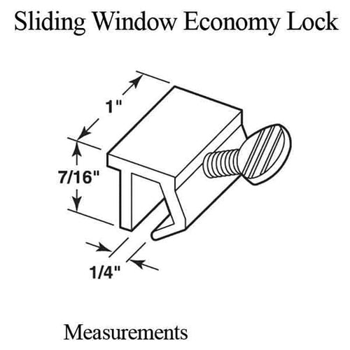 Sliding Window Economy Lock, Extruded Aluminum, White - Sliding Window Economy Lock, Extruded Aluminum, White