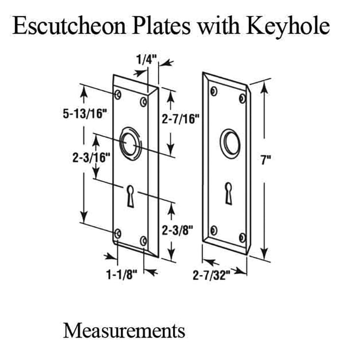 Escutcheon  Plates / Trim Plate, 7-1/8 inch, Pol. Brass (Pair) - Escutcheon  Plates / Trim Plate, 7-1/8 inch, Pol. Brass (Pair)