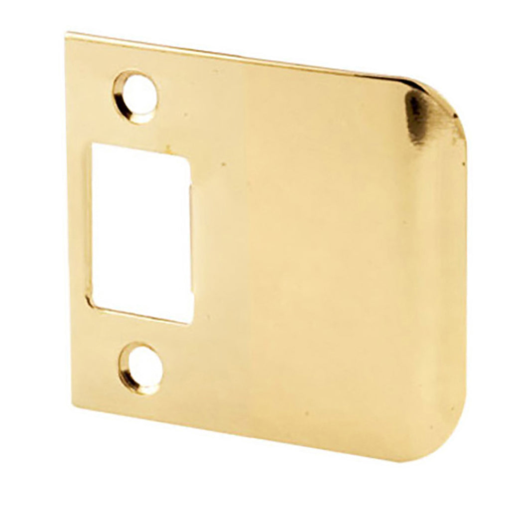 Strike Plate, Latch Extended Lip, 2-1/4 x 2 inch - Plated Brass - Strike Plate, Latch Extended Lip, 2-1/4 x 2 inch - Plated Brass