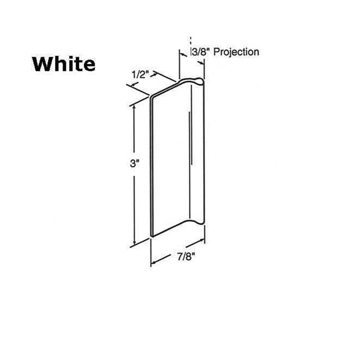 Pull, Mirror door   3 x 7/8 Inch - White - Pull, Mirror door   3 x 7/8 Inch - White