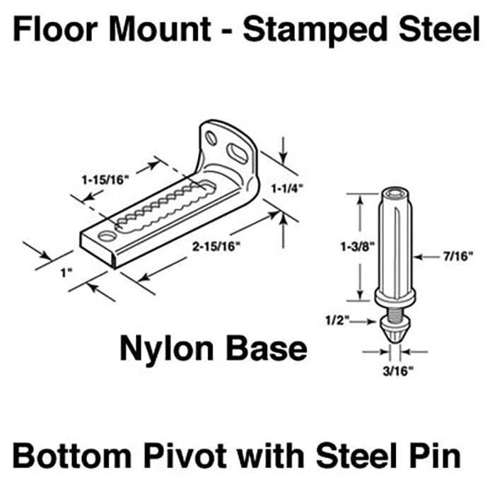 Closet Door Pivot Bracket and Pin Floor Mount - Closet Door Pivot Bracket and Pin Floor Mount