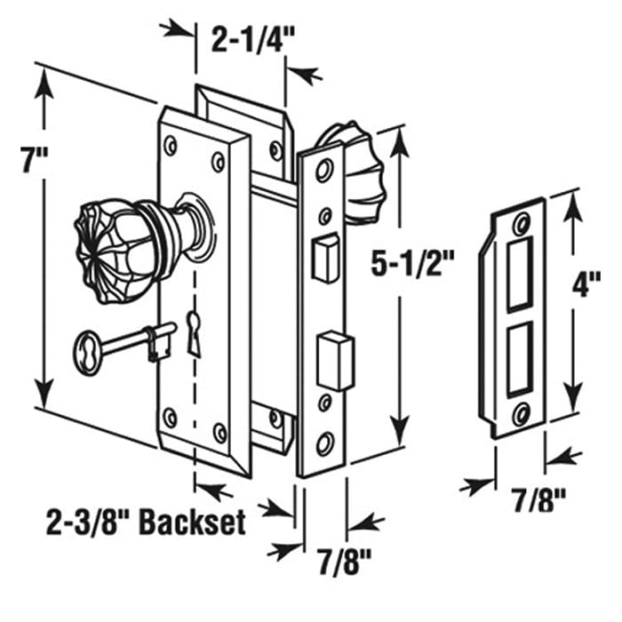 Mortise Lock Set with Glass Knobs - Mortise Lock Set with Glass Knobs