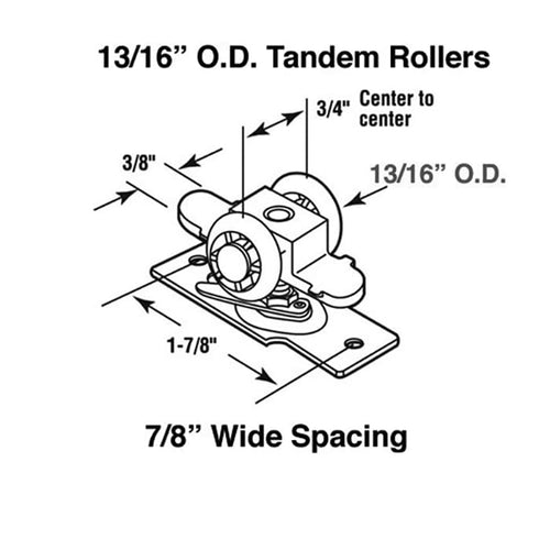 Closet Door Tandem Roller Assembly with Bracket 0.8125 Inch Wheel Diameter - Closet Door Tandem Roller Assembly with Bracket 0.8125 Inch Wheel Diameter
