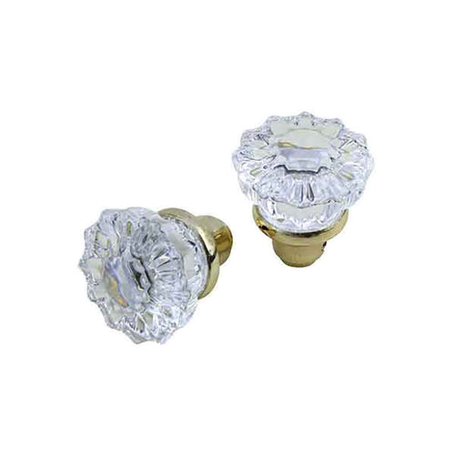 Glass Knob Set, Fluted, and 1/4 inch Square Spindle - Plated Brass - Glass Knob Set, Fluted, and 1/4 inch Square Spindle - Plated Brass