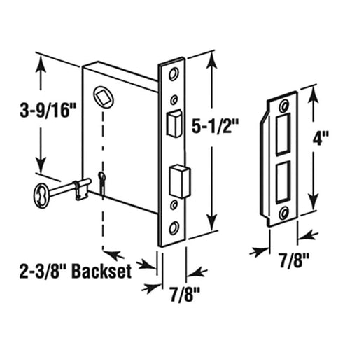 Caselock-Mortise Assembly w/Keys - Caselock-Mortise Assembly w/Keys
