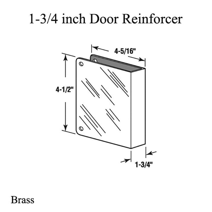 Door Reinforcer - Blank - 1-3/4 Door - Brass - Door Reinforcer - Blank - 1-3/4 Door - Brass