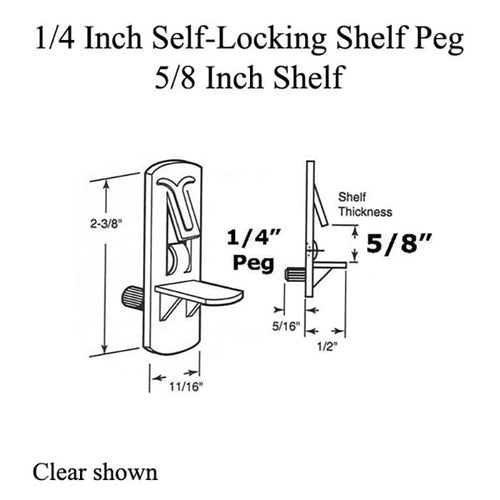 1/4 Inch Shelf Support Peg, 5/8 Inch - 4 Pack - 1/4 Inch Shelf Support Peg, 5/8 Inch - 4 Pack