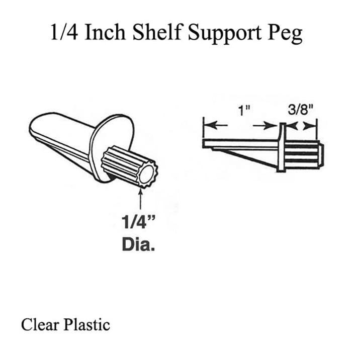 Clear Shelf Support Pegs 1/4 Inch - 12 Pack - Clear Shelf Support Pegs 1/4 Inch - 12 Pack