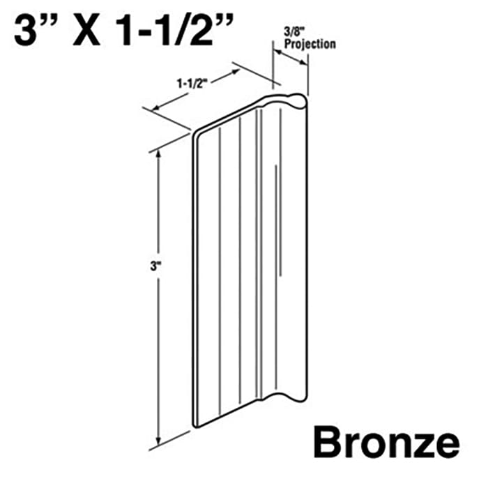 Pull, Mirror door   3 x 1-1/2 Inch - Bronze - Pull, Mirror door   3 x 1-1/2 Inch - Bronze