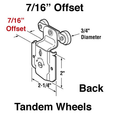 Twin Roller- 3/4 Inch - Back - Wardrobe Door - Pair