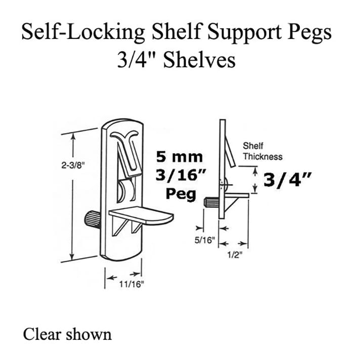 5mm Self-Locking Shelf Peg, 3/4 Inch - 6 Pack - 5mm Self-Locking Shelf Peg, 3/4 Inch - 6 Pack