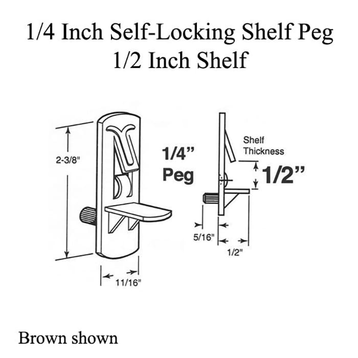 1/4 Inch Shelf Support Peg, 1/2 Inch - 6 Pack - 1/4 Inch Shelf Support Peg, 1/2 Inch - 6 Pack