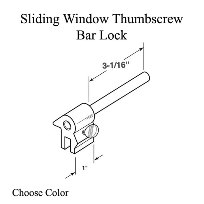 Sliding Window Thumbscrew Bar Lock - Choose Color - Sliding Window Thumbscrew Bar Lock - Choose Color