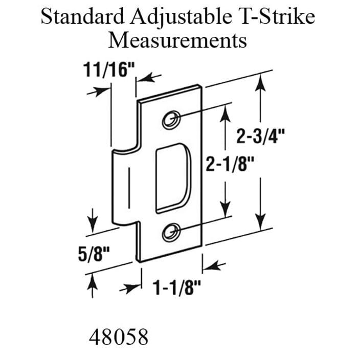 T-strike - Standard - 2-1/8 Inch HC - Solid Brass (Each) - T-strike - Standard - 2-1/8 Inch HC - Solid Brass (Each)
