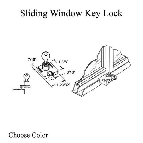 Sliding Window Keyed Lock - Choose Color - Sliding Window Keyed Lock - Choose Color