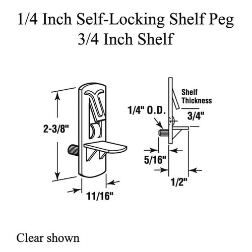1/4 Inch Shelf Support Peg, 3/4 Inch - 4 Pack - 1/4 Inch Shelf Support Peg, 3/4 Inch - 4 Pack