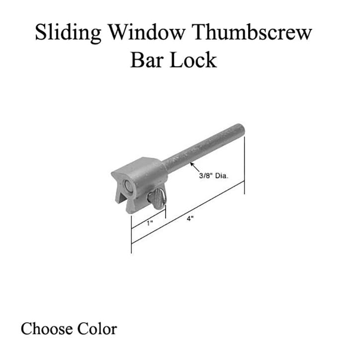 Sliding Window Thumbscrew Bar Lock - Choose Color - Sliding Window Thumbscrew Bar Lock - Choose Color