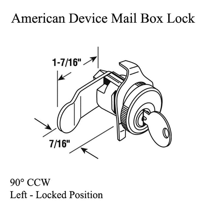 American Device Mail Box Lock - 90° CCW - American Device Mail Box Lock - 90° CCW