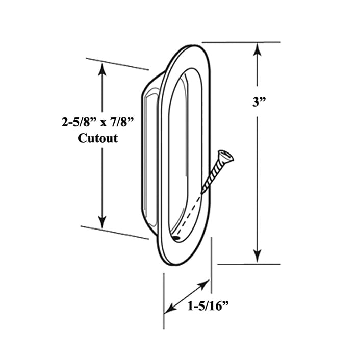 Oval Pocket Door Pull Handle for Sliding Pocket Doors - Brass - Oval Pocket Door Pull Handle for Sliding Pocket Doors - Brass