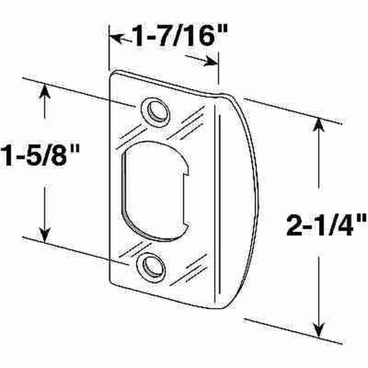 Latch strike - Standard - 1-5/8 Inch H c - Stainless steel (Each