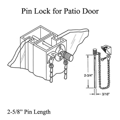 Patio Door Security Pin - 2-5/8 Inch Length - Patio Door Security Pin - 2-5/8 Inch Length