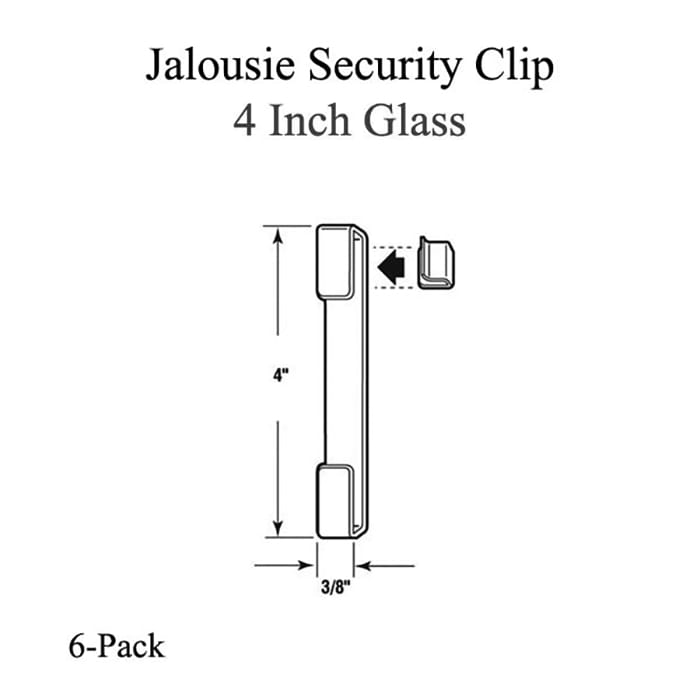Jalousie Security Clip - 4 Inch Glass - 6 pack - Jalousie Security Clip - 4 Inch Glass - 6 pack