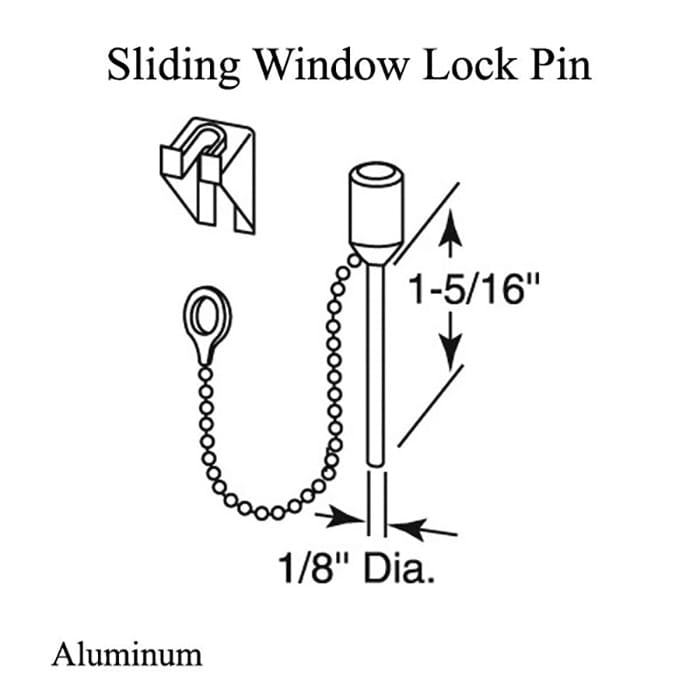 Window Locking Pin, 1/8 inch Diameter - Aluminum - Window Locking Pin, 1/8 inch Diameter - Aluminum